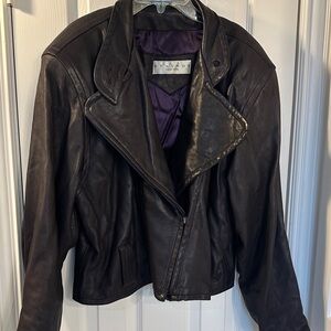 Stavros deep purple Leather Jacket sz 12